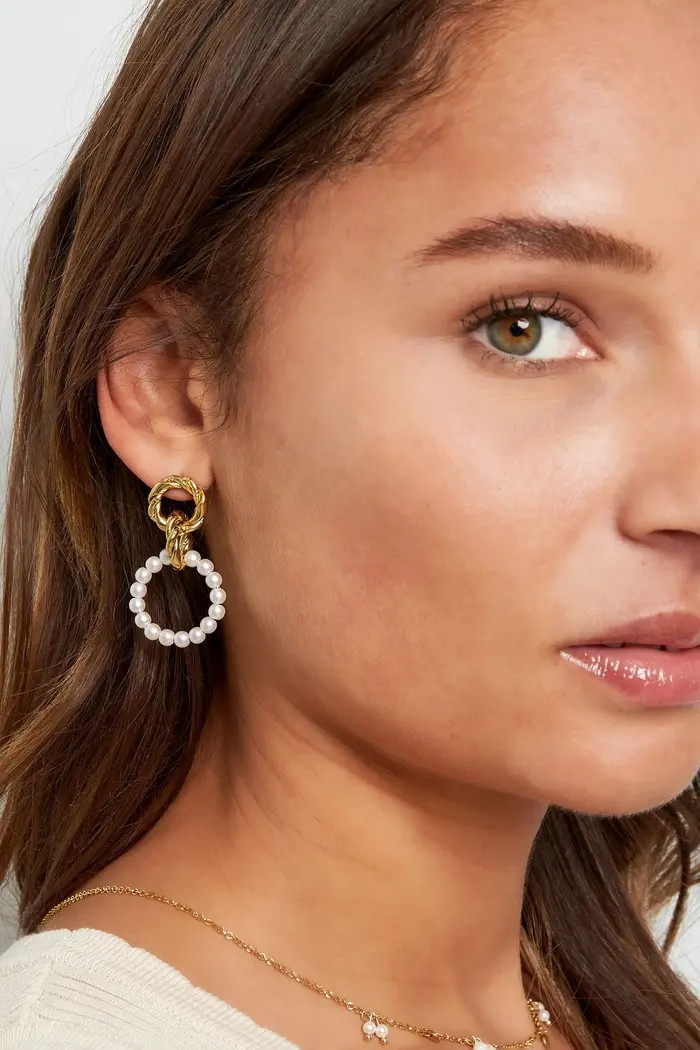 Gold Perlenblick Ohrring